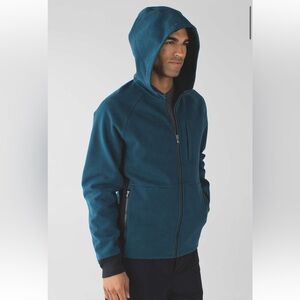 Lululemon Best Coast Heavyweight Fleece Full Zip Teal Sweat-wicking Hoodie,Small